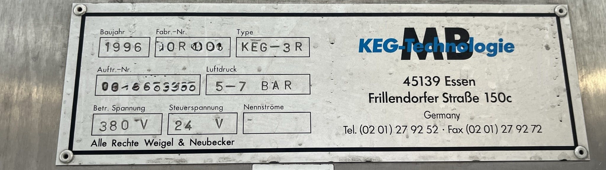 Układ of C.A. NEUBECKER 100 KEG/ h 